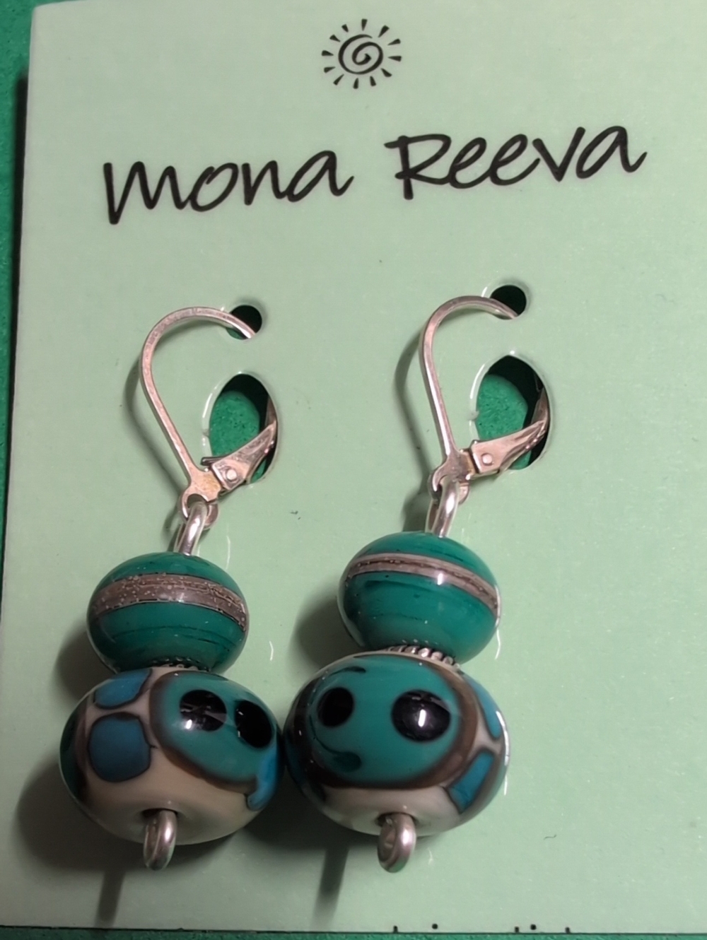 Mona Reeva Turquoise Glass Bead Drop Earrings